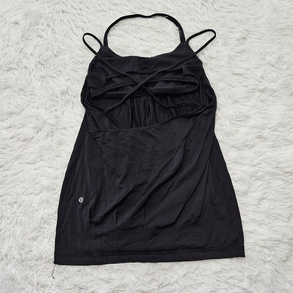 Lululemon Women's Black Halter Strappy Back‎ Tank Top. Size 6 - Picture 2 of 6